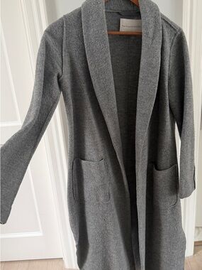 Aritzia Gray Shawl-Collar Open-Front Coat